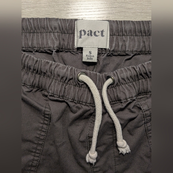 Pact Storm Grey Organic Cotton Woven Twill Drawstring Short SM Durable Comfort - Picture 10 of 12